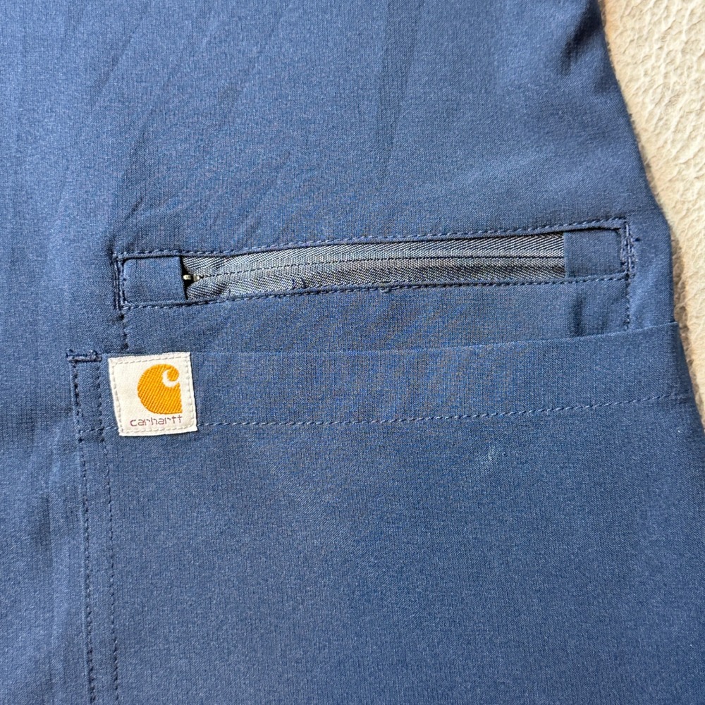 Carhartt Scrub Top Womens XS C13210 Force Modern Fit Navy Blue V-Neck Stretch - Picture 4 of 9